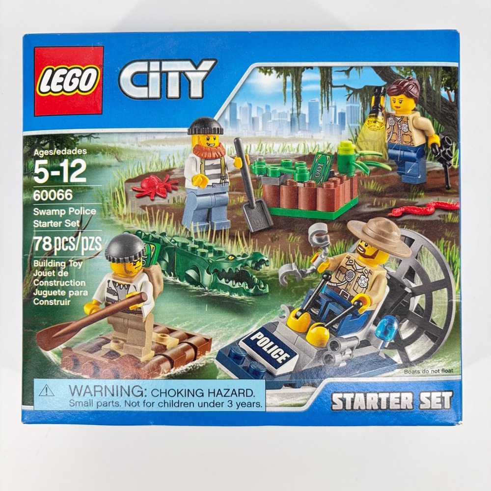 LEGO City Swamp Police Starter Set 60066 Alligator Minifigures 78 Pcs NEW Sealed